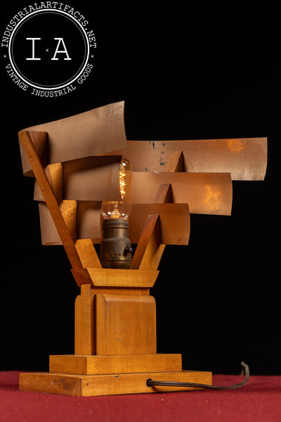 Vintage Streamline Modernist Tiered Copper Table Lamp