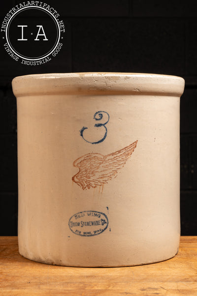 Early 20th Century 3-Gallon Red Wing Crock