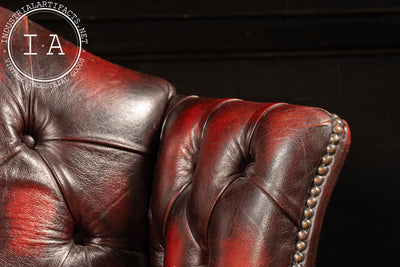 Vintage Tufted Leather Chesterfield Armchair in Oxblood