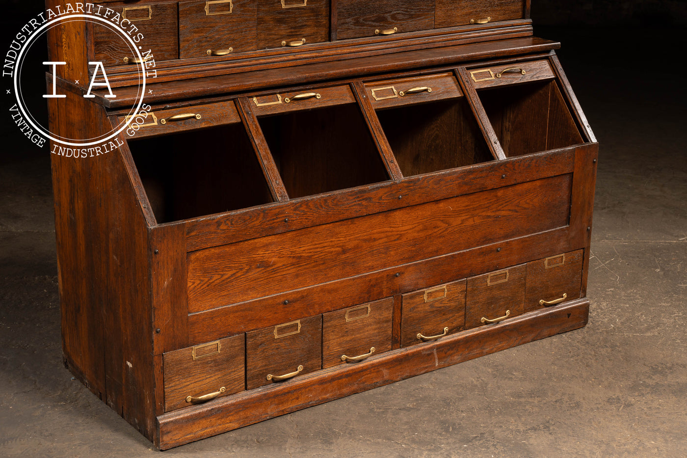 Early 20th Century Oak Parts Cabinet by W. C. Heller
