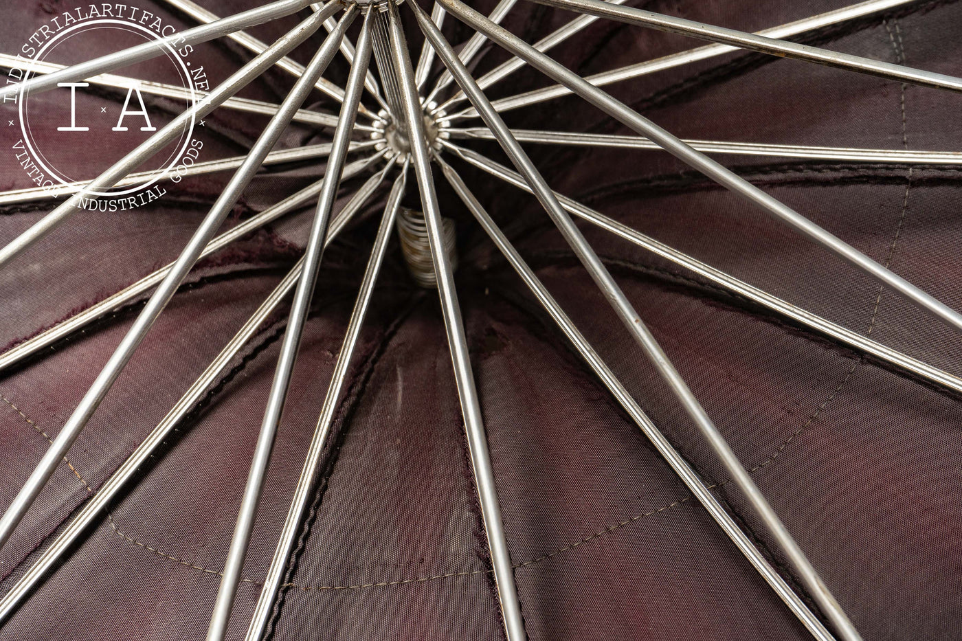 Early 20th Century Ruffled Maroon Silk Parasol