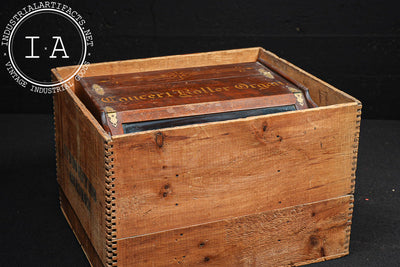 Early Concert Roller Organ with Music Cobs and Crate
