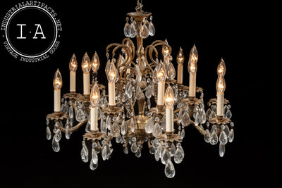 Antique Brass and Crystal Chandelier