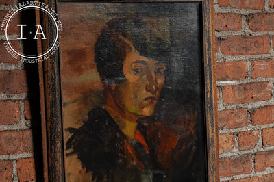Early Painting Of Woman, Oil on Framed Canvas by Salcia Bahnc