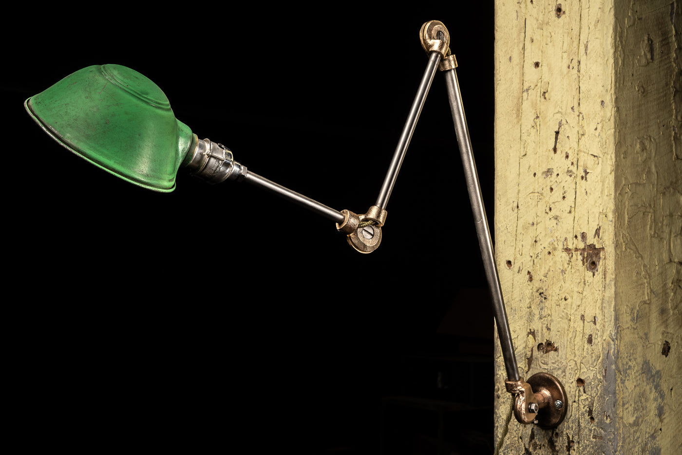Antique Articulating Task Lamp with Green Shade