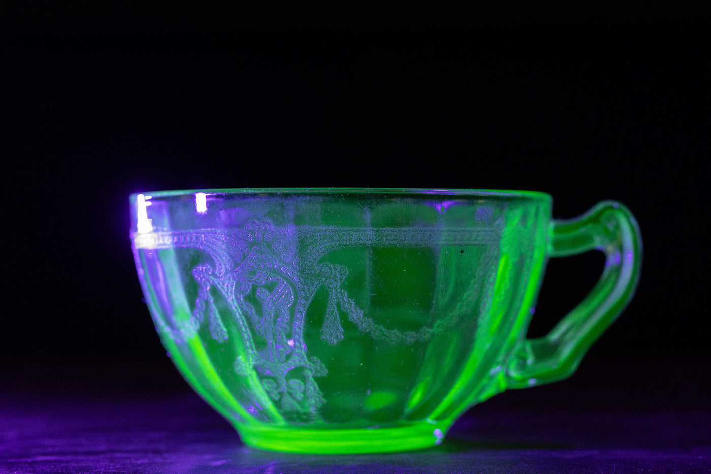 Antique Uranium Glass Saucer Cup