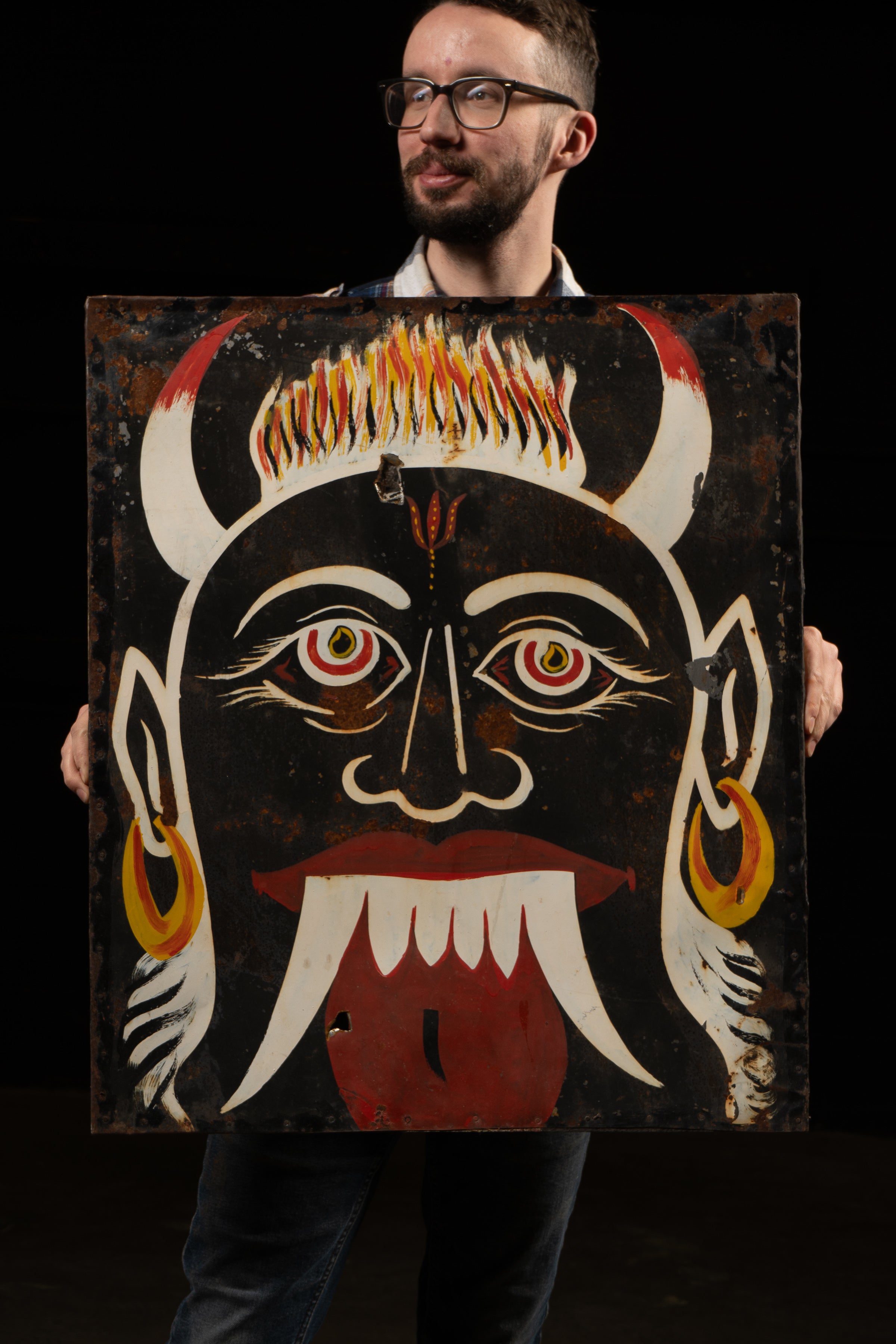 Vintage Tin Mounted Carnival Ride Panel – Industrial Artifacts