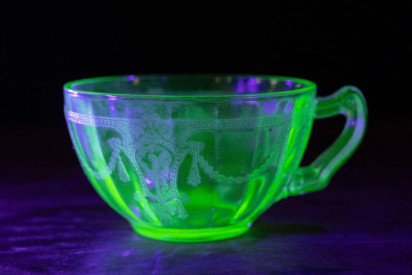 Antique Uranium Glass Saucer Cup