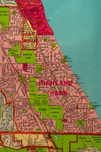 Vintage North Chicagoland Pulldown Map