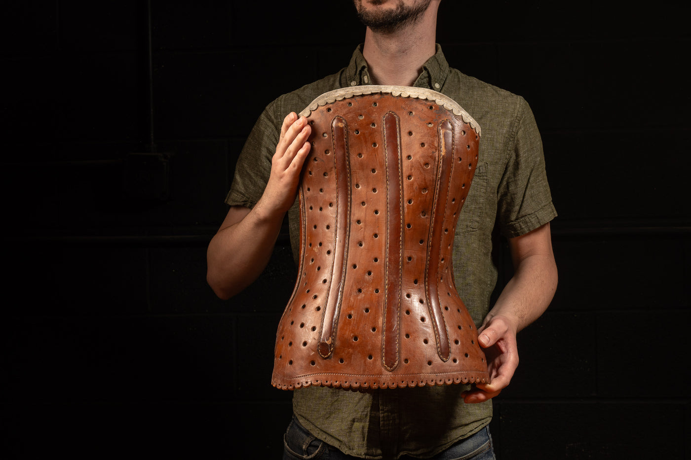 Set of Two Late 19th Century Leather Back Corsets