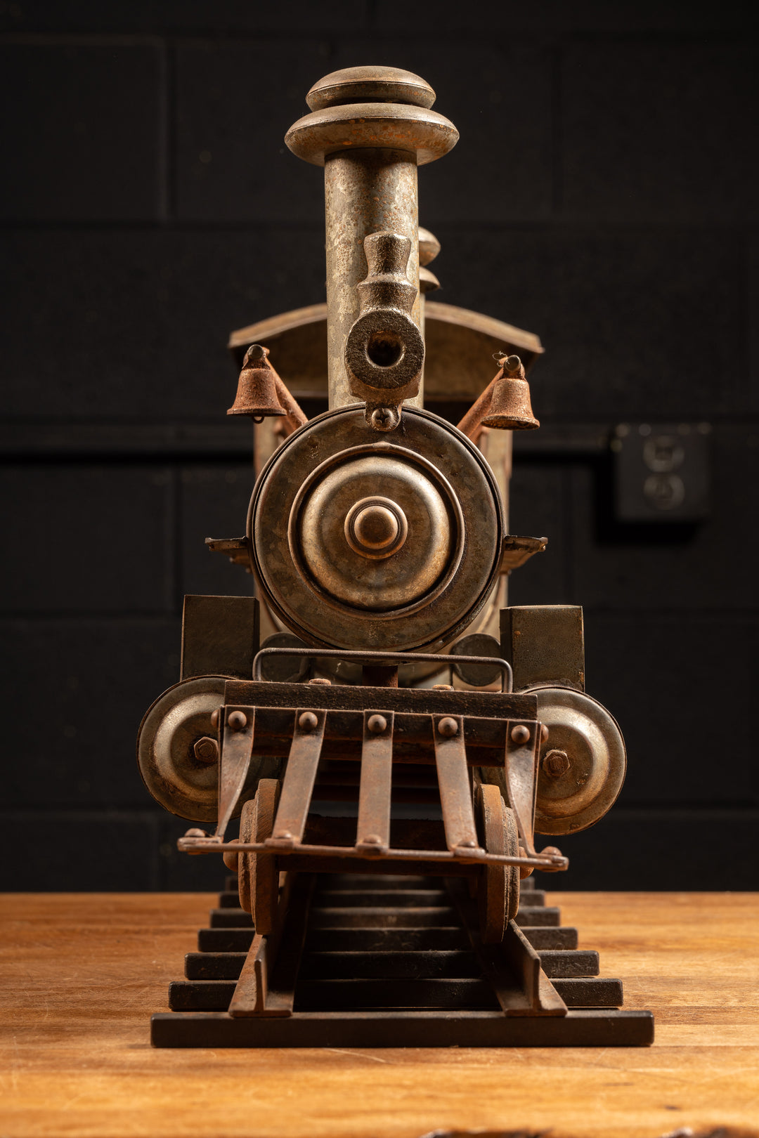 Early 20th Century Galvanized Steel Steam Locomotive Model on