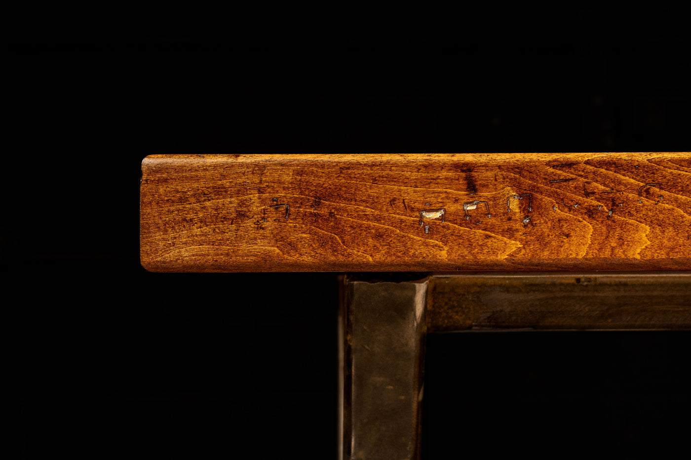 Industrial Butcher Block Table with Swing Stools