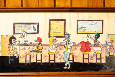 Vintage Anthropomorphic Duck Bar Scene Illustration