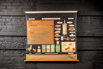 c. 1950s Winslow Health and Hygiene Food Values Pulldown Chart