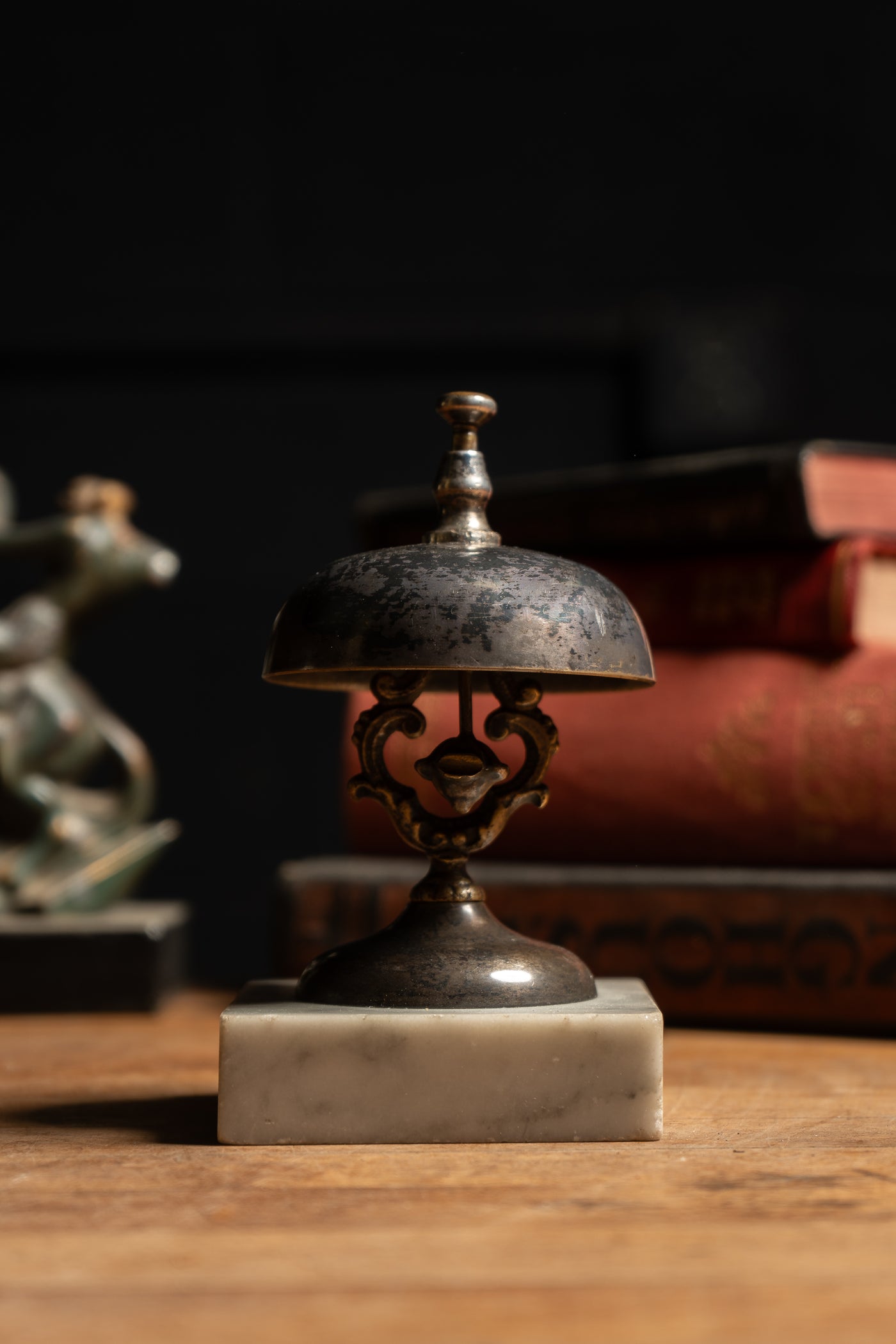 Early 20th Century Brass Concierge Bell on Marble Base