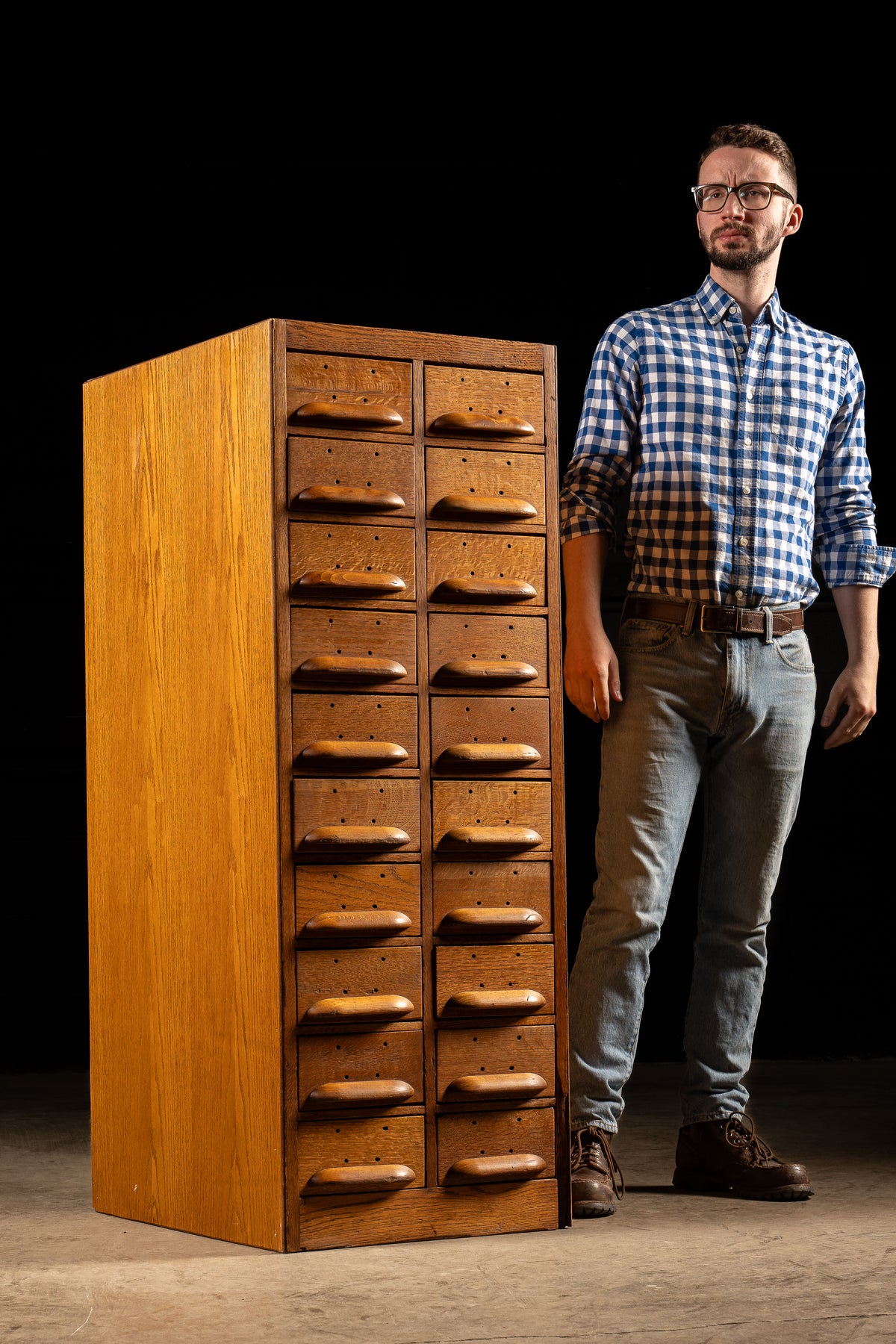 Vintage 20Drawer Wooden Card Catalog Industrial Artifacts