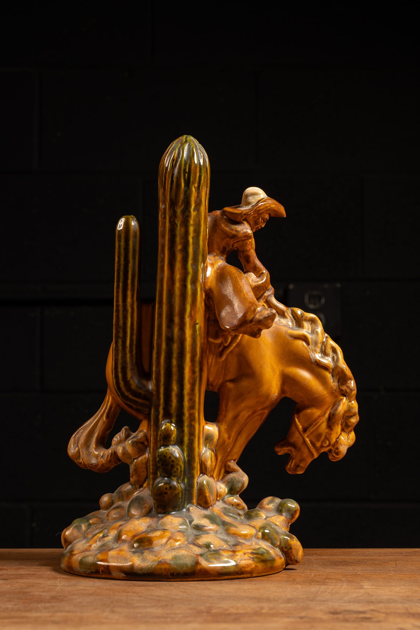 Haeger Bucking Bronco Rodeo Cowboy Ceramic Sculpture