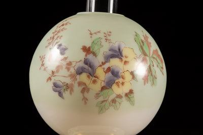 Late 19th Century Hand-Painted "Juno" Glass Oil Lamp with Floral Motif