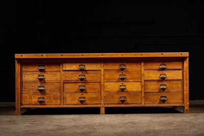 Antique Double-Sided Quarter Sawn Oak Lab Table