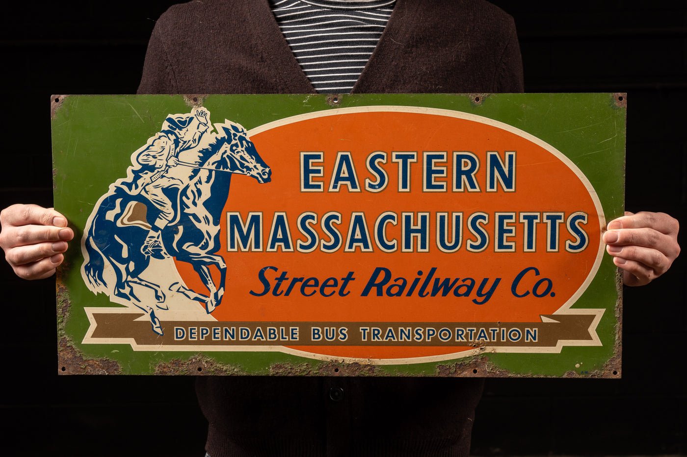 Vintage Painted Metal Railway Advertising Sign