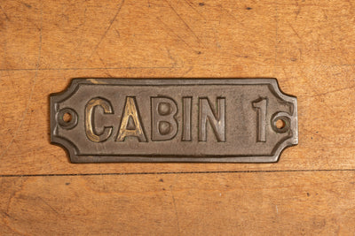 Vintage Cast Brass Cabin 1 Door Plaque