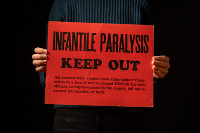 Vintage Infantile Paralysis Cardstock Warning Sign