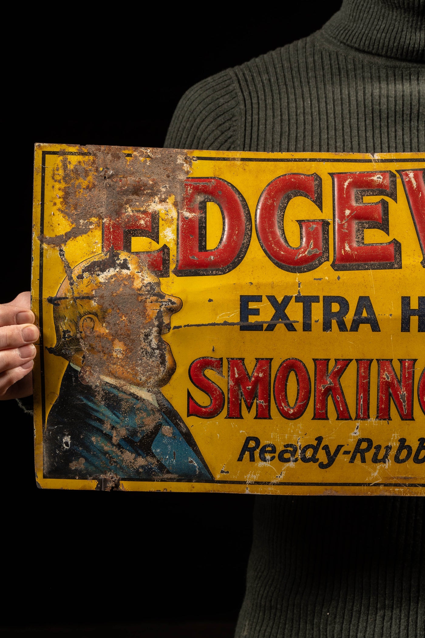 Early 20th Century Edgeworth Tobacco Embossed Tin Sign