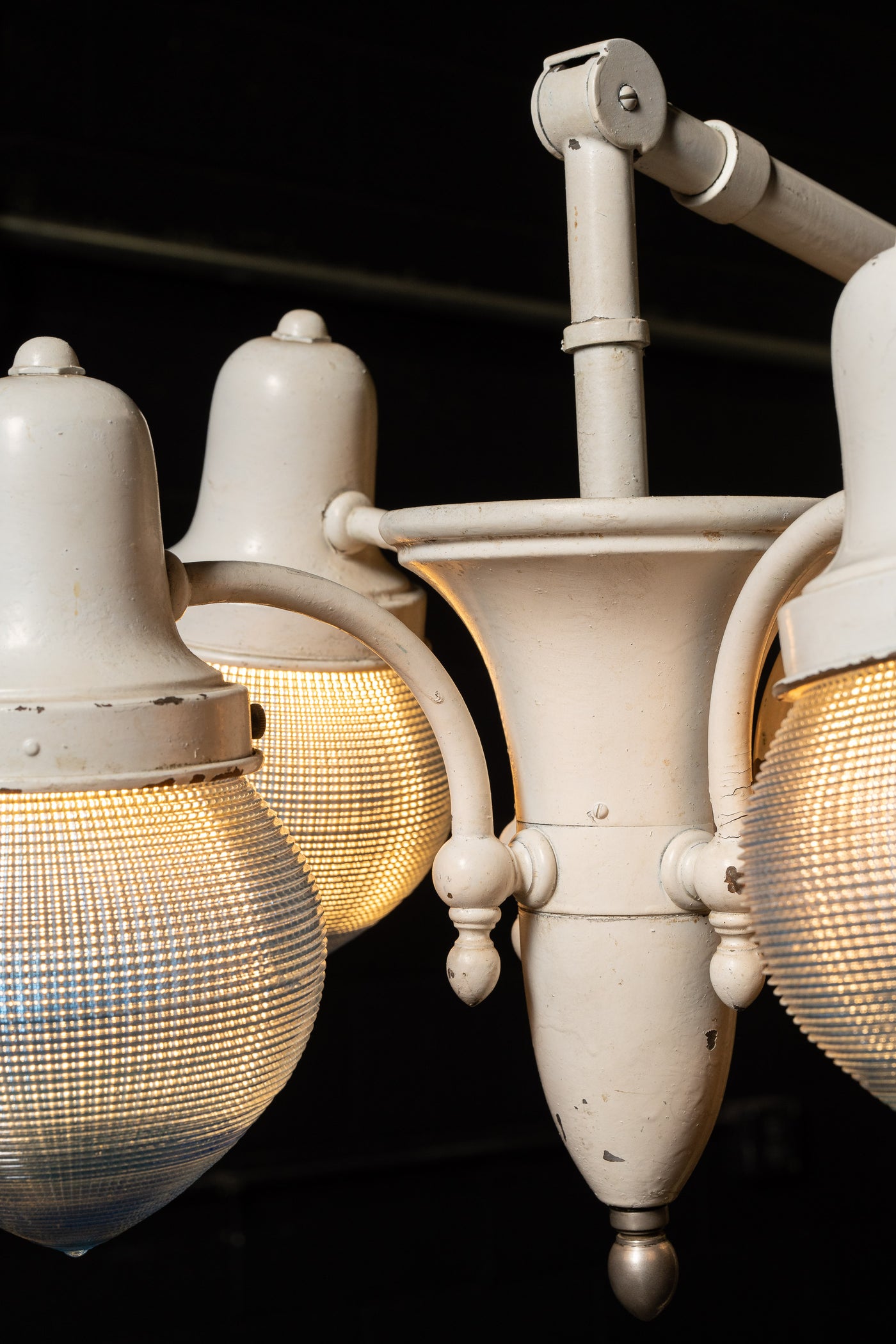 Early 20th Century Floating Arm Dental Lamp With Holophane Shades