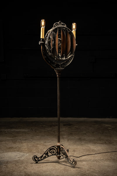 Luminaire Japanned Copper Fan Lamp by Victor