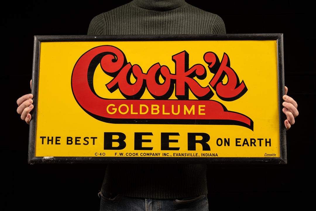 Framed Cook's Goldblume Metal Advertising Sign – Industrial Artifacts