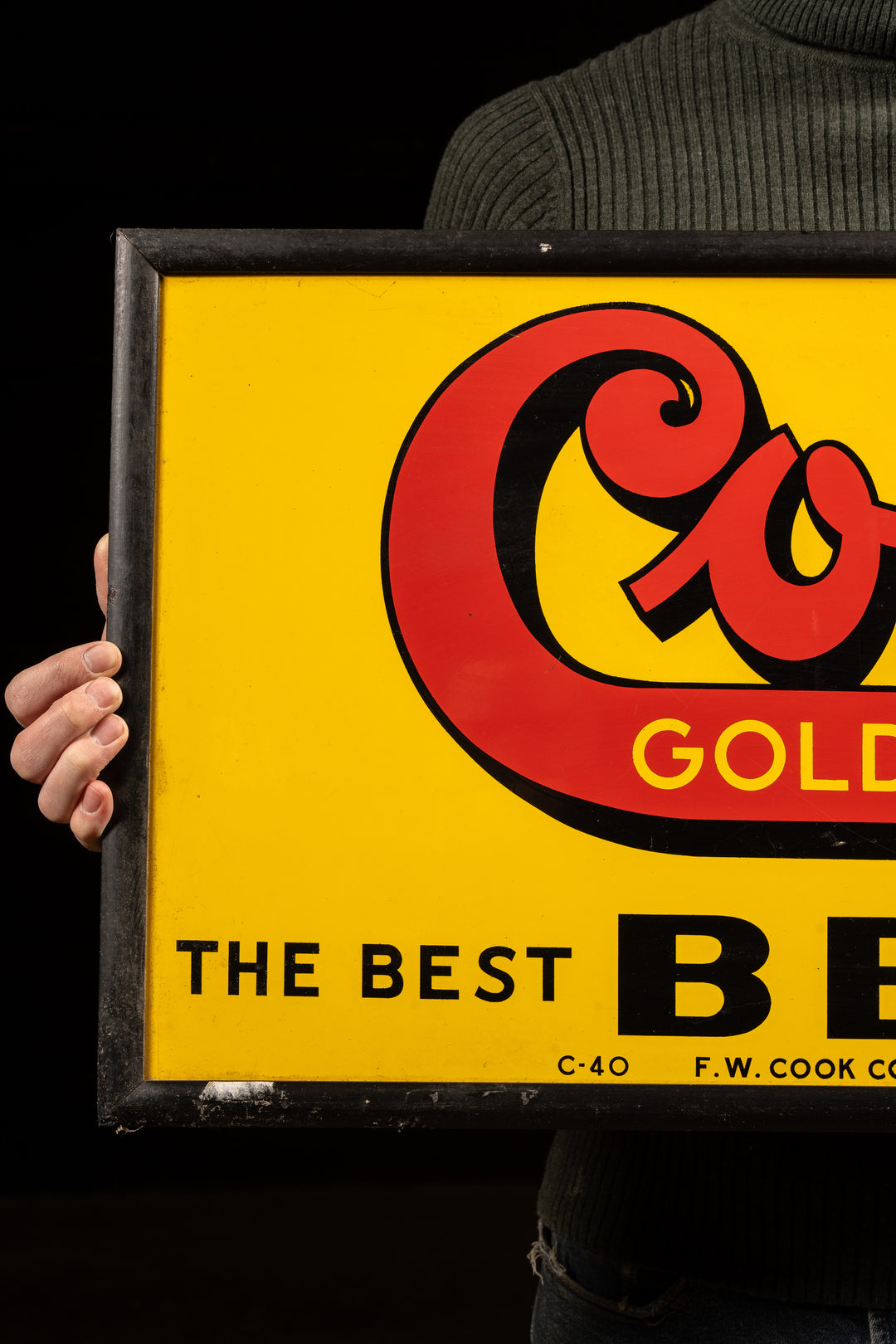 Framed Cook's Goldblume Metal Advertising Sign – Industrial Artifacts