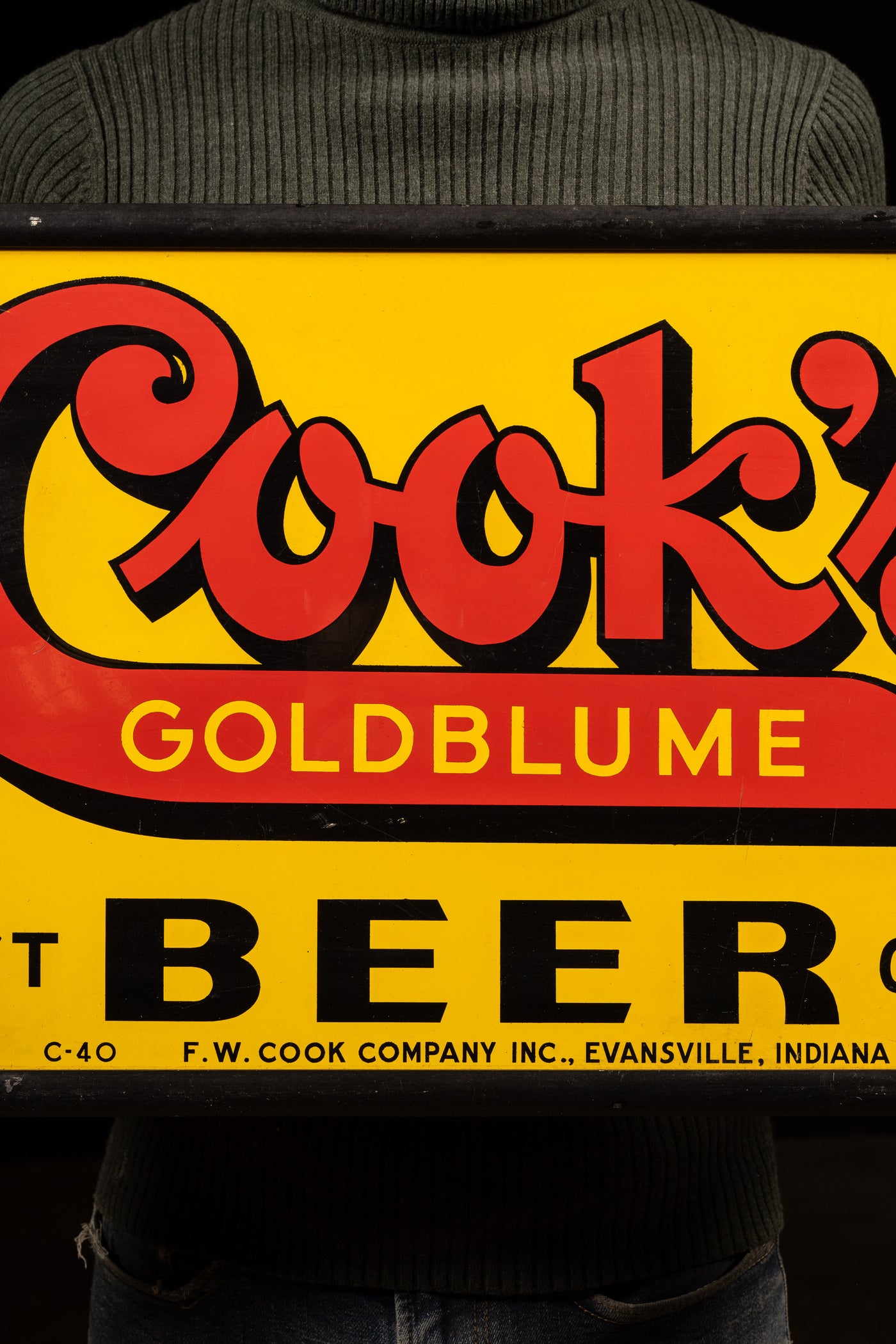 Framed Cook's Goldblume Metal Advertising Sign