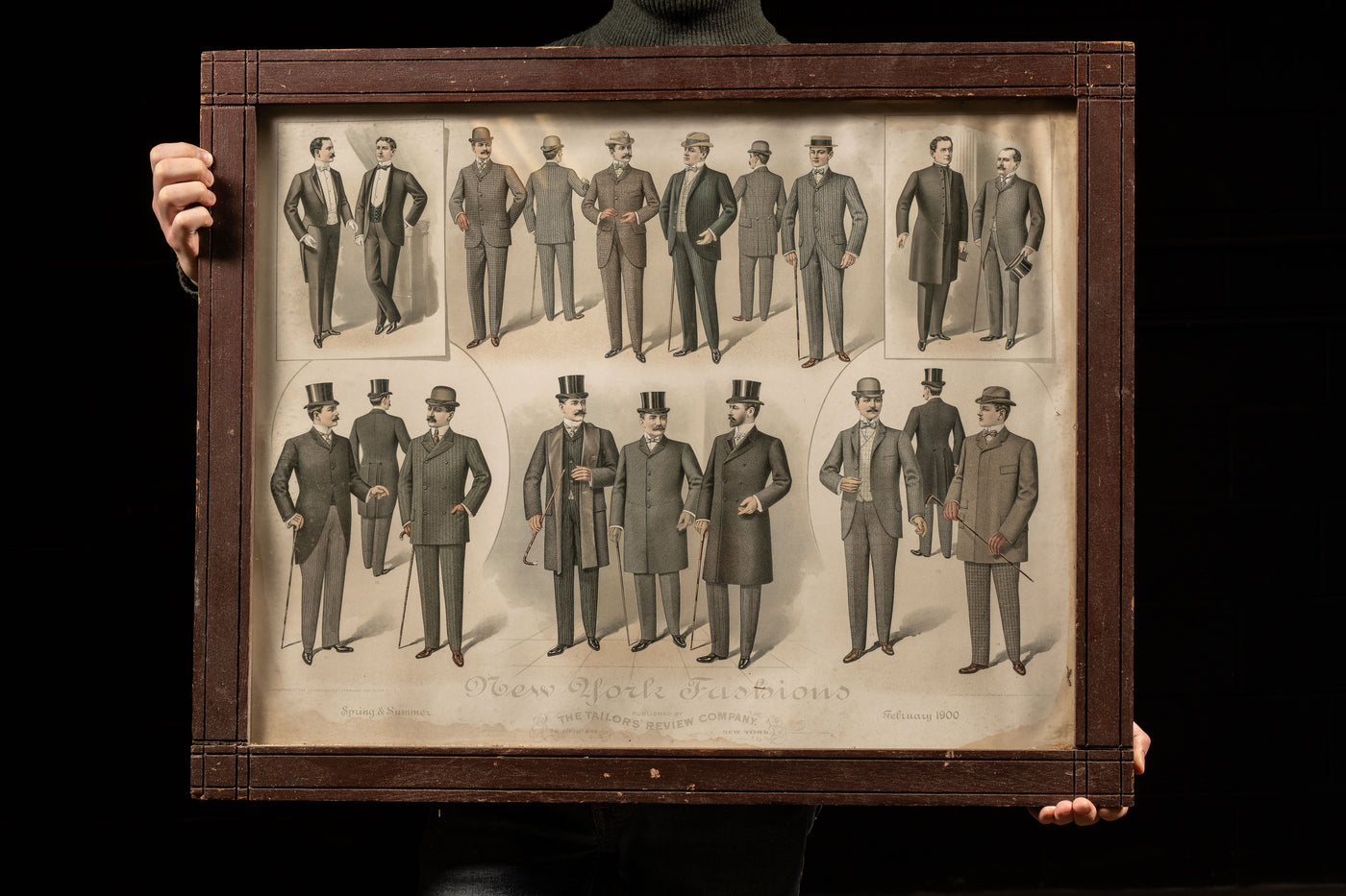 Early 20th Century Men's Fashions Framed Advertising Sign
