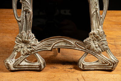 Art Nouveau Cast Iron Standing Tabletop Mirror