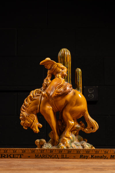 Haeger Bucking Bronco Rodeo Cowboy Ceramic Sculpture