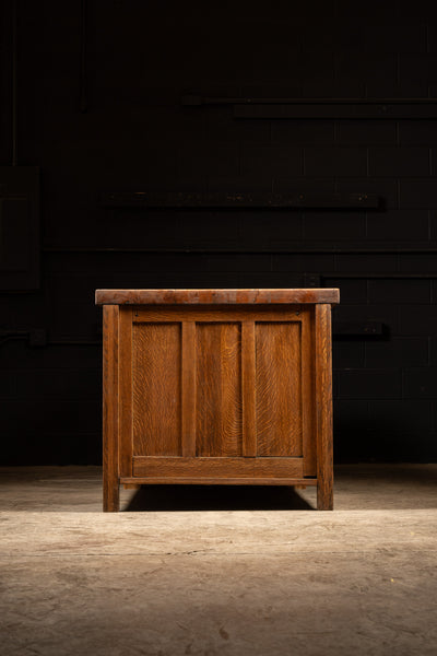 Antique Double-Sided Quarter Sawn Oak Lab Table