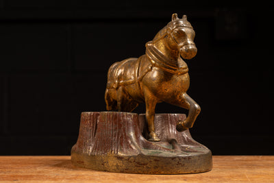 Antique Solid Brass Draft Horse Statuette