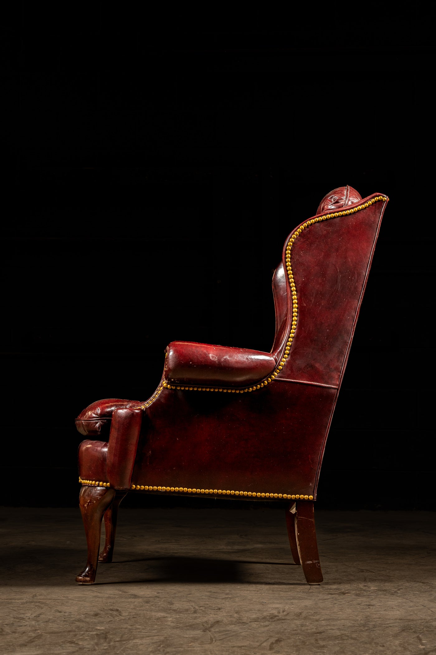 Vintage Tufted Wingback Armchair in Oxblood