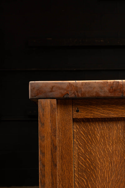 Antique Double-Sided Quarter Sawn Oak Lab Table