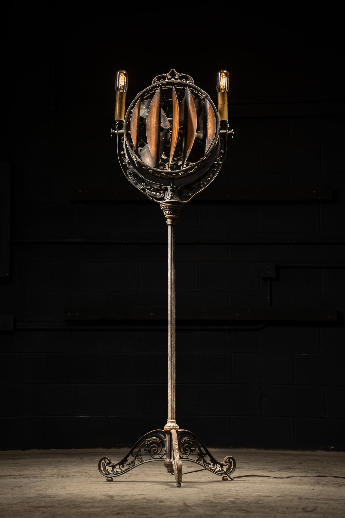 Luminaire Japanned Copper Fan Lamp by Victor