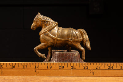 Antique Solid Brass Draft Horse Statuette