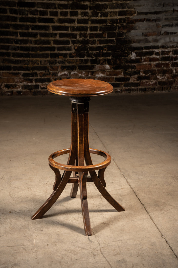 Antique Wooden Draftsman Stool – Industrial Artifacts