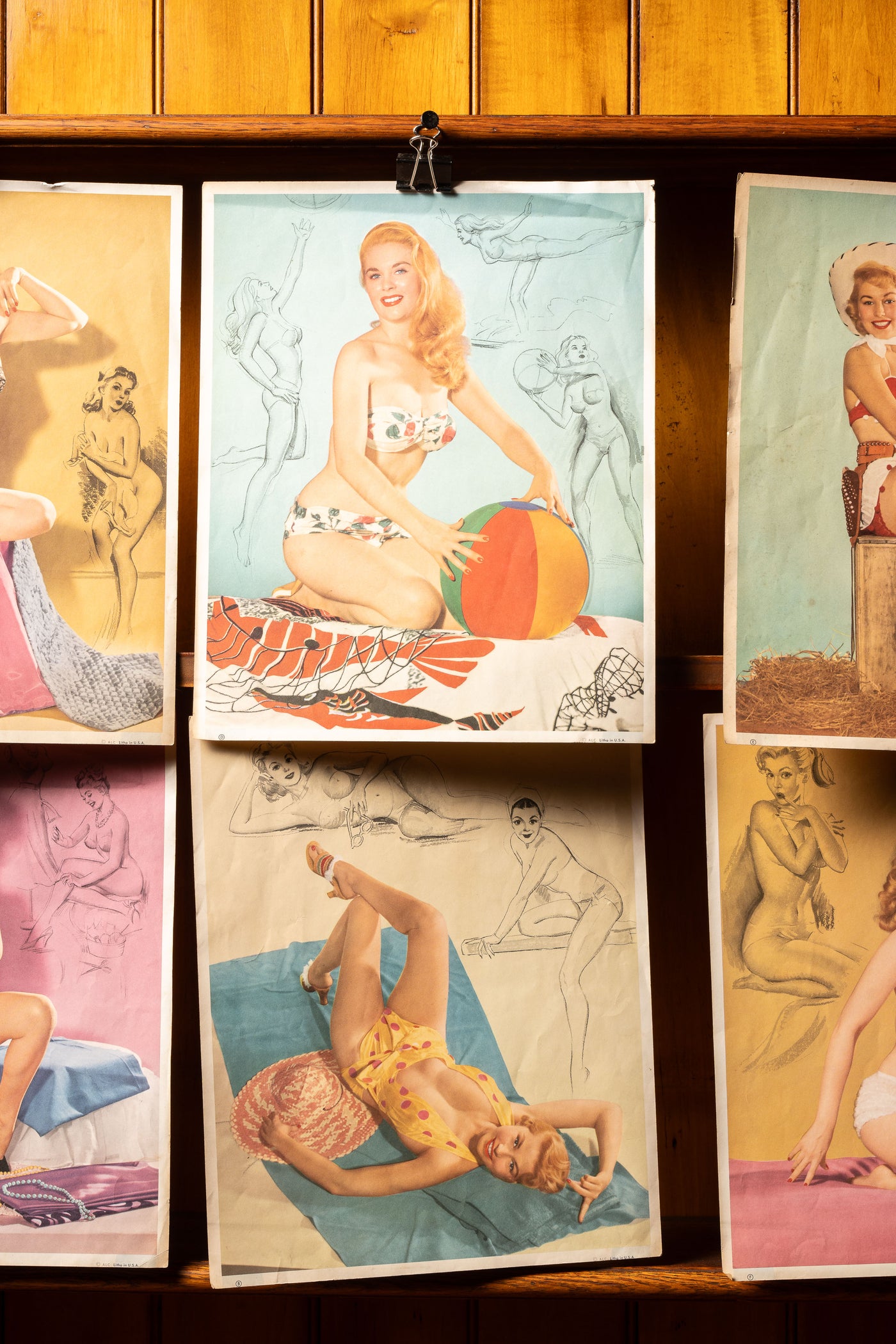 Collection of Six Vintage 1940's Pin-Up Prints