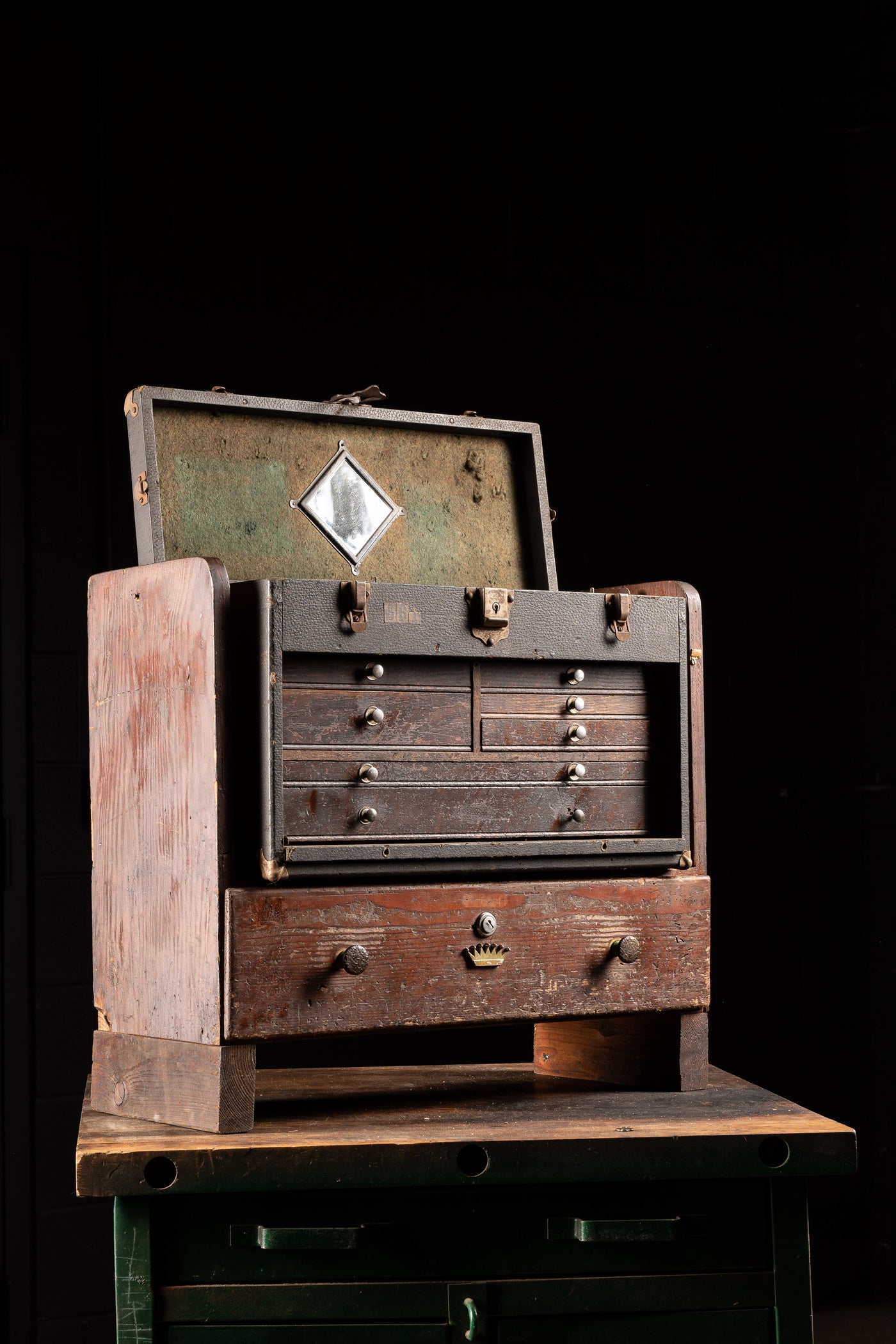 Early 20th Century Gerstner Tool Chest With Shelf and Key