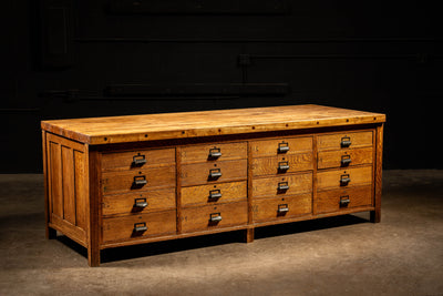 Antique Double-Sided Quarter Sawn Oak Lab Table