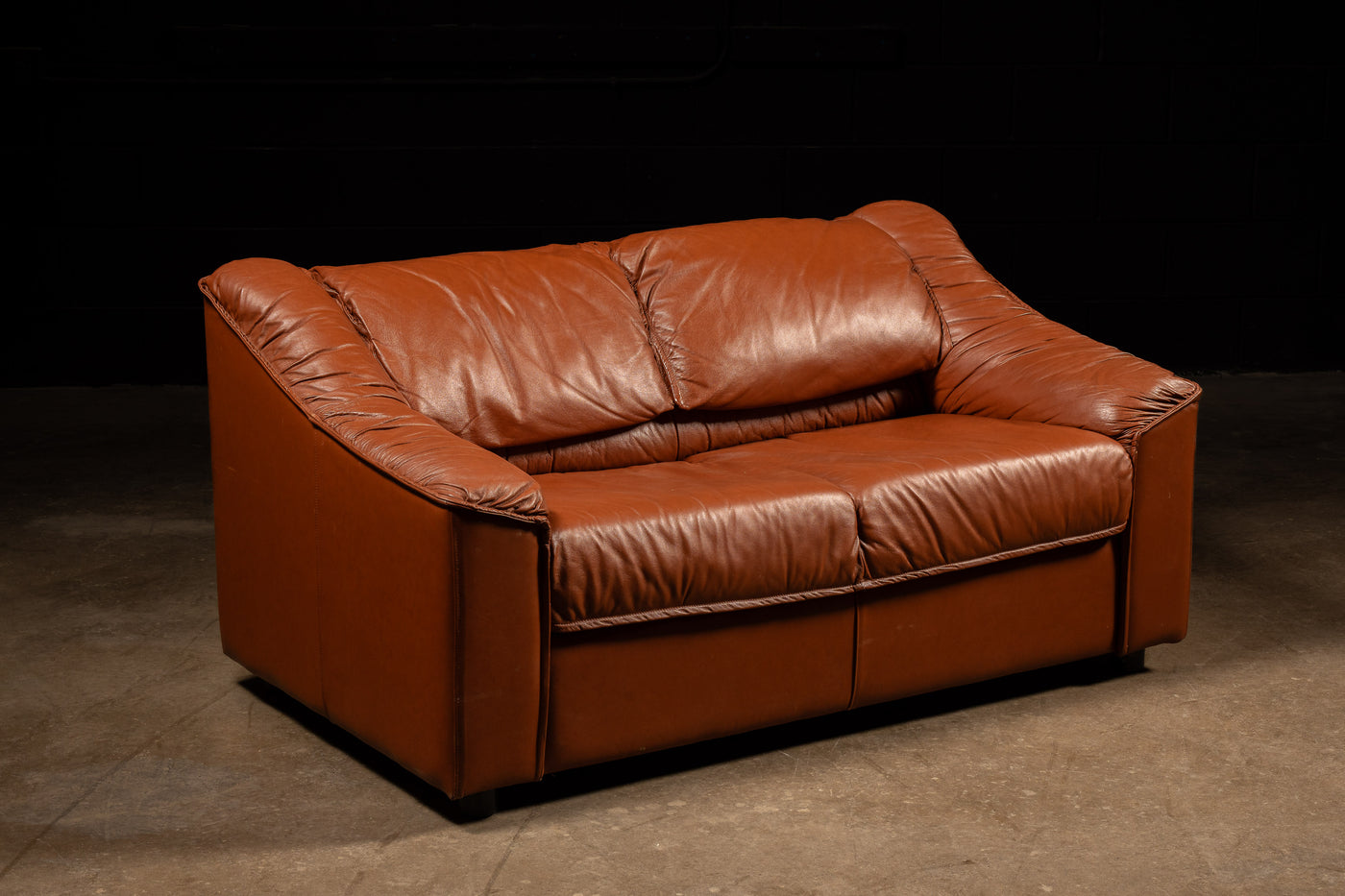 Vintage Leather Loveseat in Orange