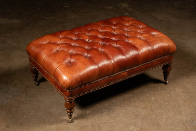 Tufted Wheeled Ottoman in Rust