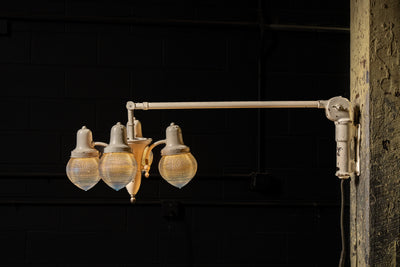 Early 20th Century Floating Arm Dental Lamp With Holophane Shades