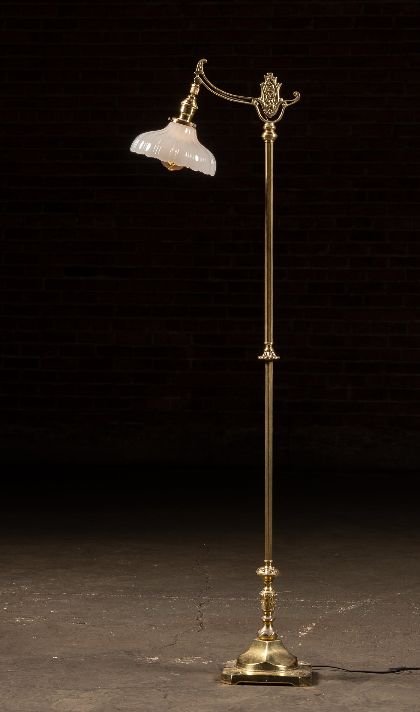 Antique Brass Bridge Arm Floor Lamp