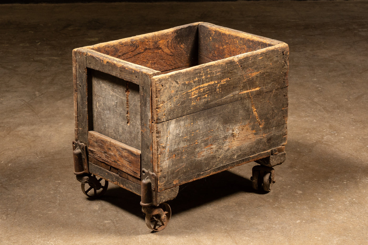 Early American Wooden Rolling Crate